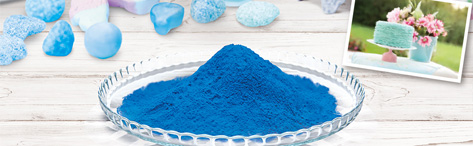 植物スピルリナから水で抽出した鮮やかな食品用着色料「天然青色色素リナブルー」