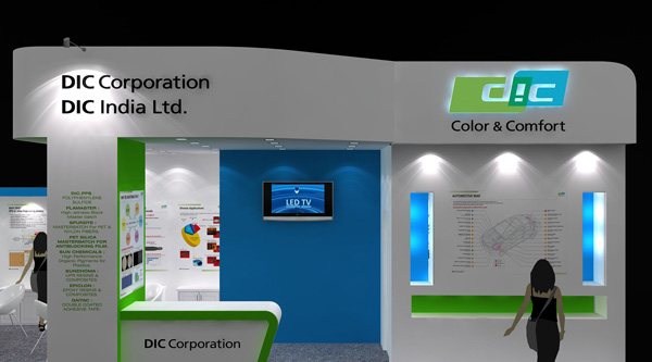 Artist’s conception of the DIC Group’s booth at PLASTINDIA 2018