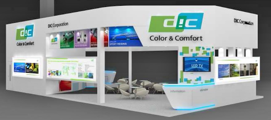 Artist’s conception of the DIC Group’s booth at Paint India 2018 
