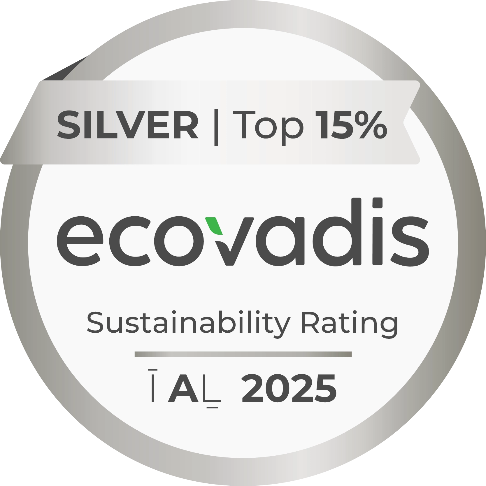EcoVadis Sustainability Rating 2025 Silver(Top 15%)