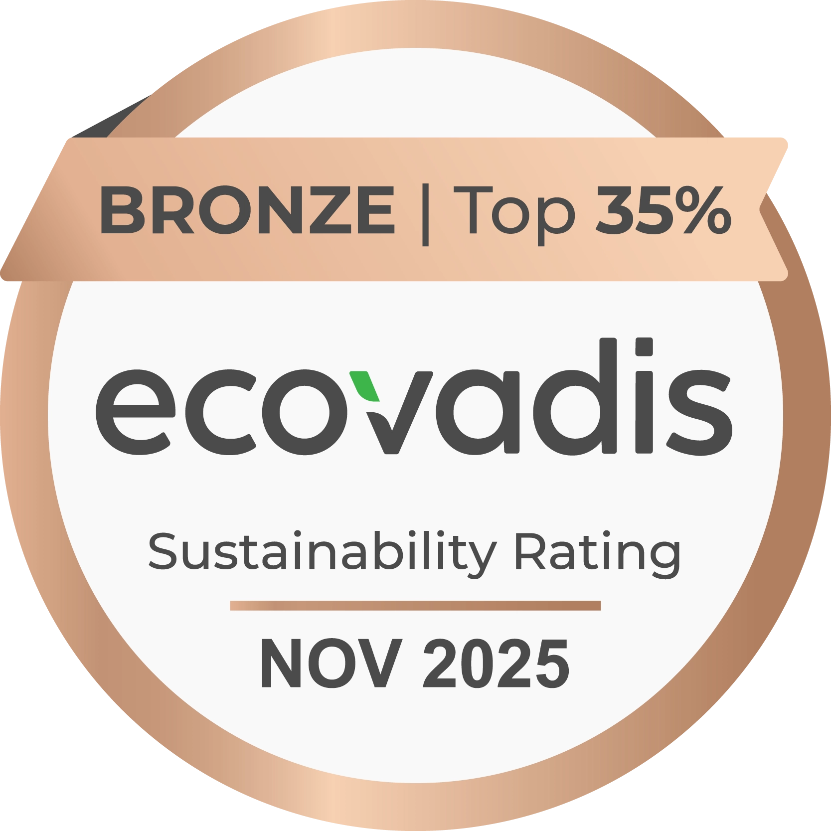 EcoVadis Sustainability Rating 2025 Bronze(Top 35%)