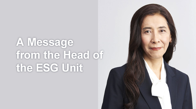 A Message from the Head of the ESG Unit