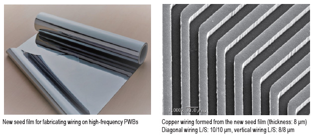 New seed film for fabricating wiring on high-frequency PWBs