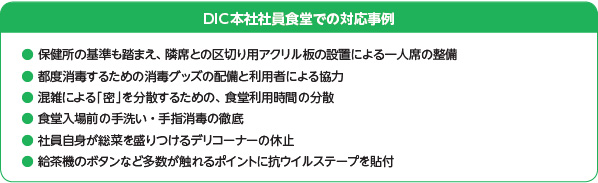 DIC本社社員食堂での対応事例