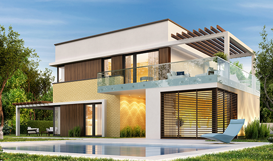 建材用途のイメージ（住宅外装の写真）