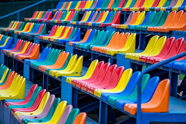 Plastic sheets and chairs in a variety of colors (applications for plastic pigments)