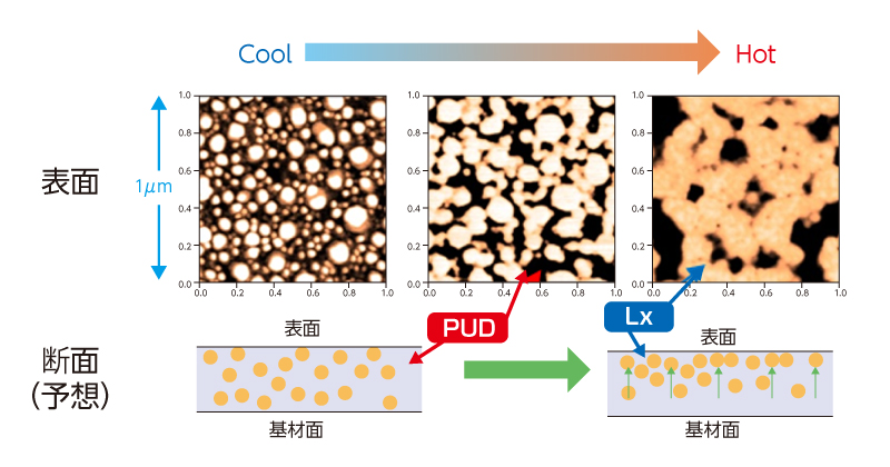 紙に塗るだけで傾斜構造を発現します。