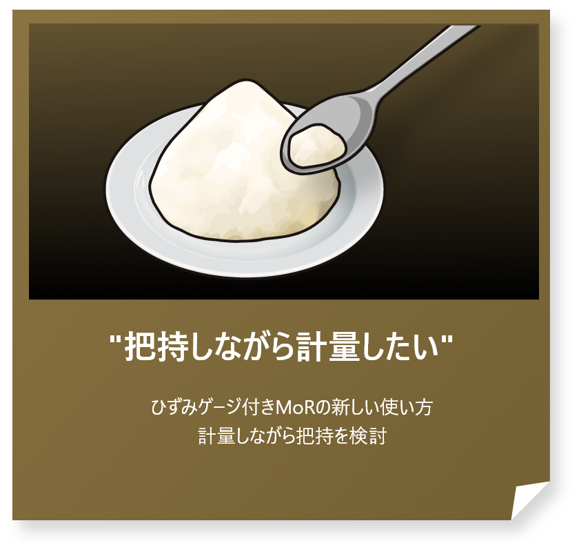“把持しながら計量したい”
ひずみゲージ付きMoRの新しい使い方計量しながら把持を検討