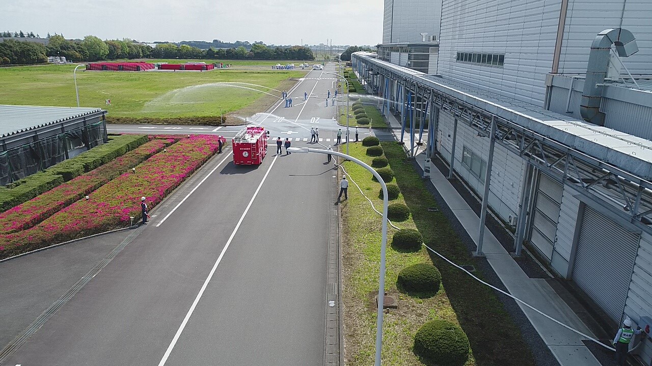 Drone photography of the disaster-prevention drill 